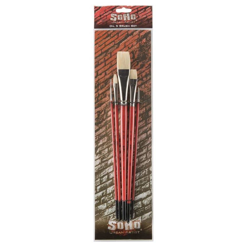 SoHo Urban Artist Value Brush Sets - Set of 5 Professional Brushes for Painting, Beginners, Artists & More! - Oil Set - color: Oil
