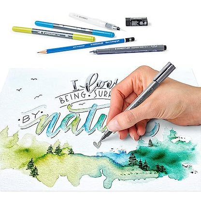 STAEDTLER 61 3001-2 Design Journey Hand Lettering and Watercolour Set - Mixed Set (Pack of 11 Pieces) - style: Hand lettering and watercolour set
