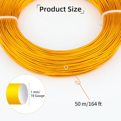 18 Gauge Aluminum Craft Wire, 164FT 1mm Bendable Metal Wire for Jewelry Making, Wreath Making, Beading(Yellow) - color: Yellow