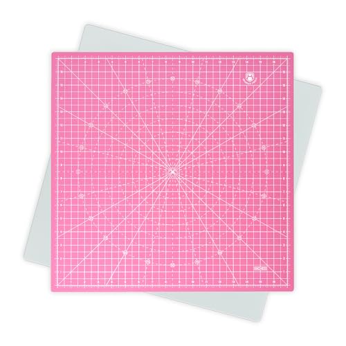 Headley Tools 17"x17" Rotating Cutting Mat, Self Healing Mat with 360-Degree Rotation & Anti-Slip Base, Sewing Board Cutting Mat Perfect for Fabric Quilting Leather Hobby Project, Pink - color: Pink, size: 17"L x 17"W