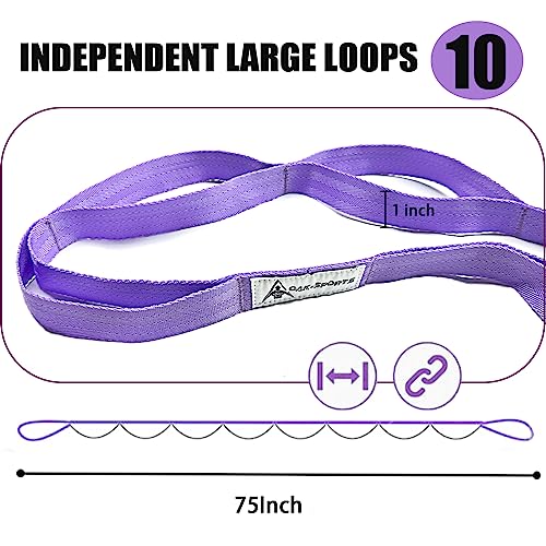 Stretching Strap Yoga Strap with Loops for Physical Therapy, Non-Elastic - color: Purple