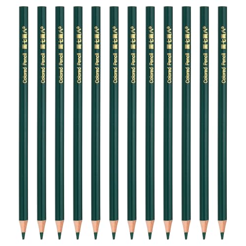 PATIKIL Medium Green Colored Pencils Set,12 Pcs Oil Color Pencils Wooden Coloring Drawing Pencil for Artists Art Painting | Wooden Coloring Drawing Pencil for Artists Art Painting Office Home Beginner - color: Medium Green