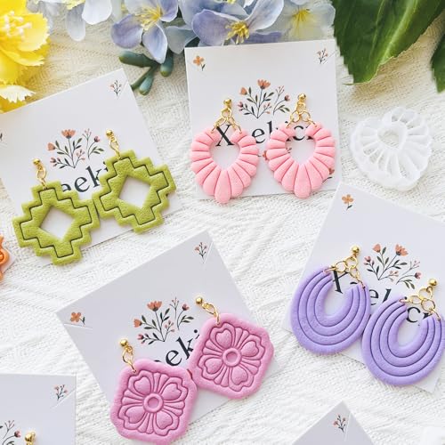 Geometric Pattern Polymer Clay Cutters Set – Molds and Clay Cutters for Polymer Clay, Clay Earring Tools - color: D color