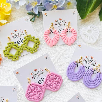 Geometric Pattern Polymer Clay Cutters Set – Molds and Clay Cutters for Polymer Clay, Clay Earring Tools - color: D color