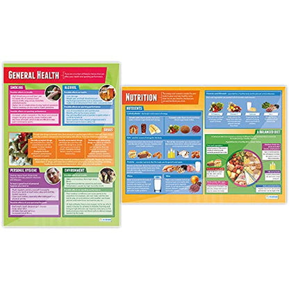 Health, Fitness & Well-Being Class Posters, Set of 5, EXTRA LARGE 33"x23.5" | Gloss Paper, PE Middle & High School Class Decoration, Wall Charts by Daydream Education