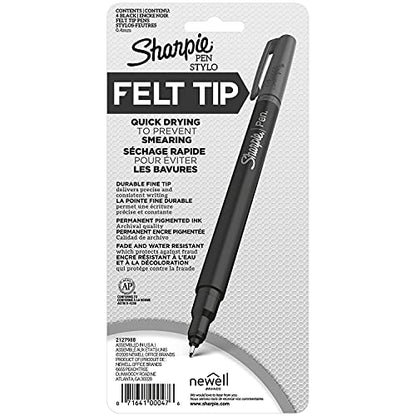 Sharpie Felt Tip Medium Point Black Pens, Drawing & Writing Pens Ideal for School Supplies, Office s and Teacher s, Quick-Drying, No Bleed, 2 Pack - size: 4 Count (Pack of 1)