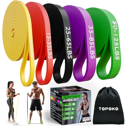 Pull Up Assistance Bands, Resistance Bands Set of 5 for Working Out, Pull Up Bands for Men & Women, Heavy Duty Exercise Bands for Strength Training, Stretching, Physical Therapy, Home Gym Workouts