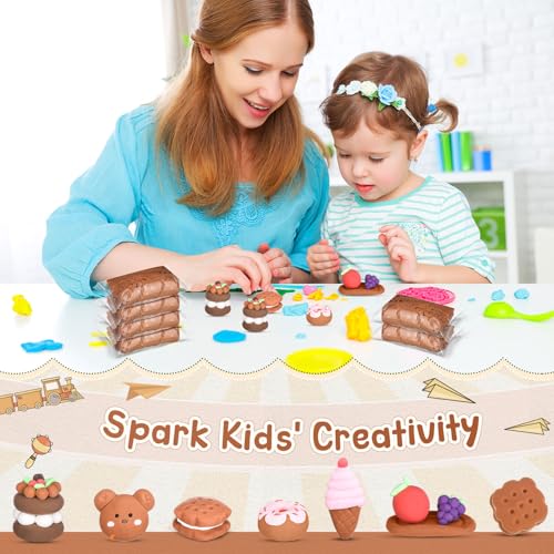 VioraWhite 144 Pcs Air Dry Clay Bulk 76 oz Mardi Gras Soft DIY Modeling Clay Kit Magic Foam Crafts for Sculpting Kids Gifts Party School Supplies for Crafts Artistic Project(Light Brown) - color: Light Brown