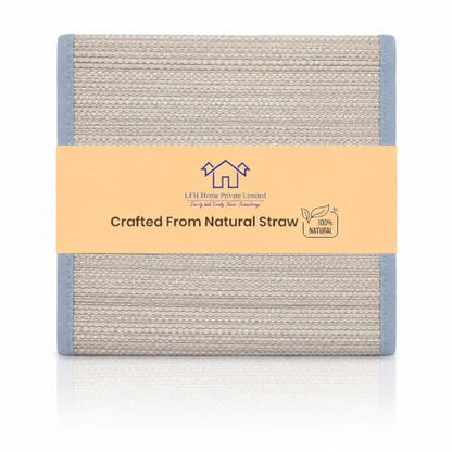LFH Home Handmade Straw Yoga Mat For Exercise, Workout, Fitness - Perfect Heavy Quality Eco Friendly Natural Straw Reversible Yoga Mat for Men & Women - 72x24 Inch - color: Lt. Grey