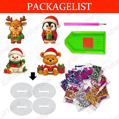 Eiflow 4PCS Tabletop Diamond Art Kit for Adults Christmas, DIY Desktop Diamond Art Painting Ornament with Stand, Acrylic Stand Up Gem Painting Board Kit - color: Christmas Doll