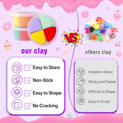 Air Dry Clay Kit -12 Desserts Modeling Clay for Kids Arts and Crafts | Ultra Light & Soft,Safe & Non-Toxic,No-Sticky & Crack,DIY Molding Clay with Sculpting Tools,Party Favors Gifts for Girls Boys - color: #06Purple- Dessert House