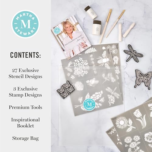 Martha Stewart, Flora and Fauna Stencils, Stamps, and Tools Kit, 13 pc - style: Flora & Fauna