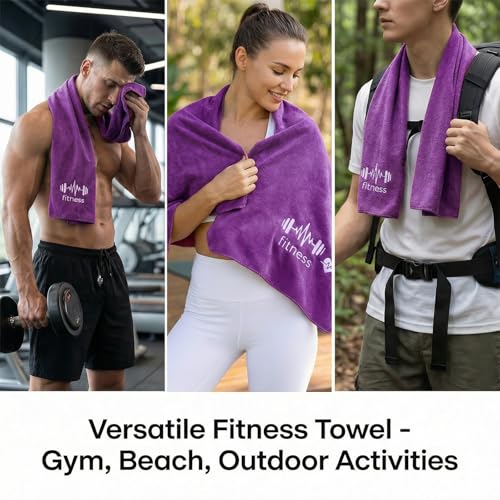 Fitness Towel, Sports Yoga Microfiber Quick-Drying Microfiber Towels for Swimming Gym and Yoga Sweat Pad, Purple - color: Purple