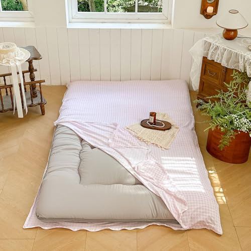 Pink Gingham Japanese Floor Mattress Futon Cover, Twin - color: Pink Gingham, size: Twin
