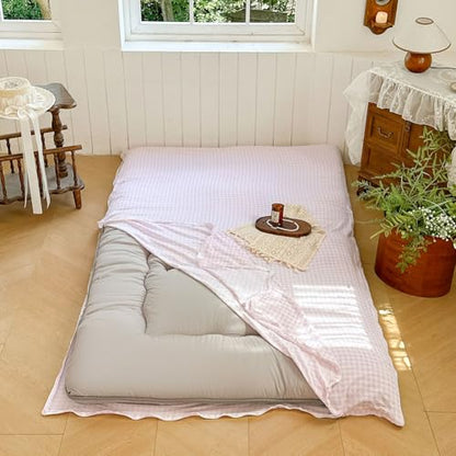 Pink Gingham Japanese Floor Mattress Futon Cover, Twin - color: Pink Gingham, size: Twin