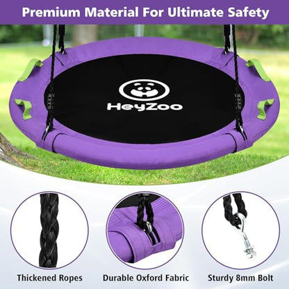HeyZoo 48 Inch Tree Swing, Larger Saucer Swing for Whole Family, Purple - size: 48 Inch