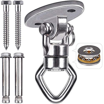 BeneLabel Swing Hanger with Bearing Swivel 800LB Capacity Stainless Steel Ceiling Mount Bracket Hanging Kit for Aerial Silks, Swings, Hammocks, Hanging Chair, Aerial Hoop, Heavy Bag, Yoga Swing - color: Oval Base Hanger(1 Pack)
