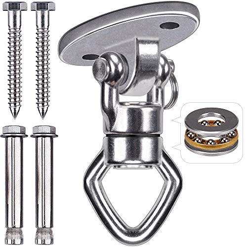 BeneLabel Swing Hanger with Bearing Swivel 800LB Capacity Stainless Steel Ceiling Mount Bracket Hanging Kit for Aerial Silks, Swings, Hammocks, Hanging Chair, Aerial Hoop, Heavy Bag, Yoga Swing - color: Oval Base Hanger(1 Pack)
