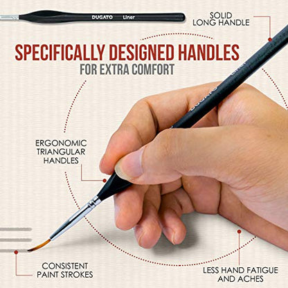 Fine Detail Brush Set, 8-Piece Miniature Brushes with Case Holder | Detailing Paint Brush Set, Ergonomic Triangular Handles & Travel Case for Acrylic, Watercolor, Oil, Models & Warhammer - color: 8pcs Detailing Paint Brush - Black