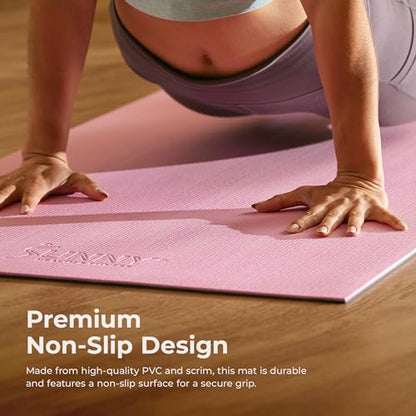 Sunny Health & Fitness Exercise Yoga Mats - Non-Slip Support for Home & Gym - color: Premium Pink
