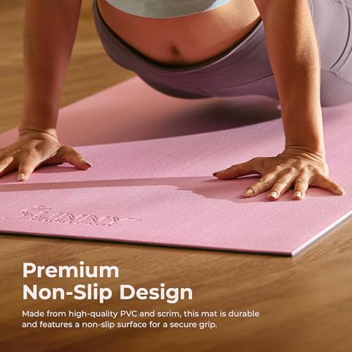 Sunny Health & Fitness Exercise Yoga Mats - Non-Slip Support for Home & Gym - color: Premium Grey