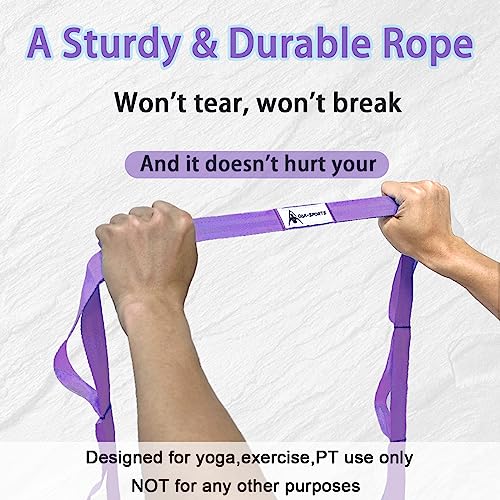 Stretching Strap Yoga Strap with Loops for Physical Therapy, Non-Elastic - color: Purple+Black
