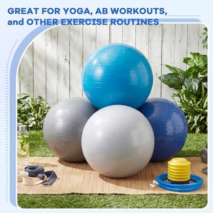 Leyndo 4 Pcs 26 Inch Yoga Exercise Ball Pilates - color: Blue Gray Set