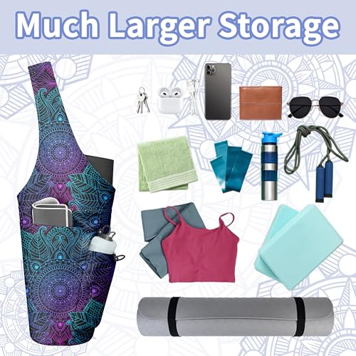 Yoga Bag for Women, Large Yoga Mat Bag Tote Carrier with Wet Dry Pocket | Water Bottle Holder & Adjustable Strap, Fits 1/2" Thick Yoga Mat for Gym, Pilates, Travel, Work - color: YOGA-07