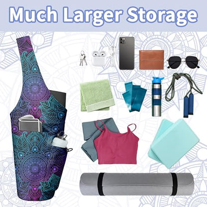 Yoga Bag for Women, Large Yoga Mat Bag Tote Carrier with Wet Dry Pocket | Water Bottle Holder & Adjustable Strap, Fits 1/2" Thick Yoga Mat for Gym, Pilates, Travel, Work - color: YOGA-07