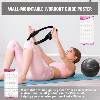RitFit Pilates Ring 14 Inch Magic Fitness Circle for Inner Thigh Toning | Bonus Workout Guide & Storage Bag Included, Lightweight & Portable, Pilates Yoga Full Body Toning - style: Black Kit