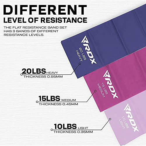 RDX Resistance Bands TPE 3단계 세트 1.5M 길이, REACH RoHS CPSIA 인증, 평평한 피부 친화적 두꺼운 스트레치 탄성 루프, 요가 홈 체육관 피트니스 운동 운동, 발레 필라테스 다리 훈련 슬리밍 - color: 5개 세트.