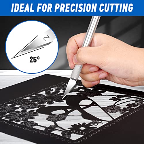 DIYSELF 100 Pack Hobby Knife Blades #2, Carbon Steel Replacement Blades | Carbon steel hobby knife blade refills and craft precision knife blades for detailed cutting - style: #2