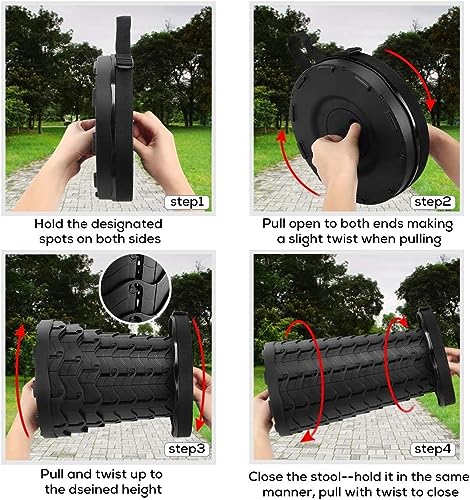 Fishboy Collapsible Stool for Adults, Portable Folding Camping Seat, 400lbs - color: Black
