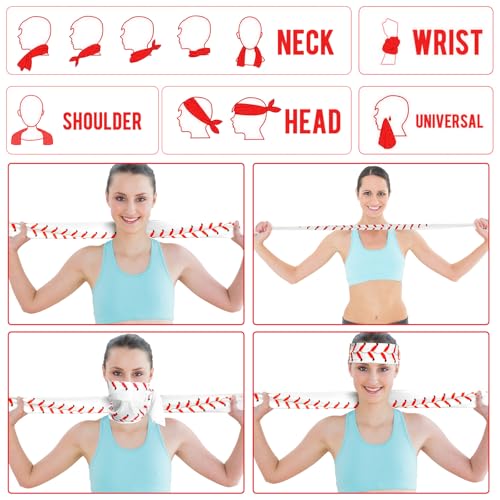 Lonfliness 18Pcs Baseball Cooling Towels 38x12 Inch Breathable Chilly Softball Baseball Microfiber Ice Towel Fast Drying Sport Team Gift for Player Coach Gym Workout Biking Running Yoga (Baseball) - color: White