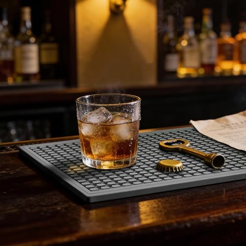 ZJWZLG Bar Mat 5.9"x11.8"(2Pcs) Non-Slip Rubber Bar Mat, Spill Proof & Flat Design,Easy to Clean Textured Surface for Home Bar,Coffee Station, Bartending - Protects Countertops & Glassware(Gray). - color: Gray, size: 6" x 12"