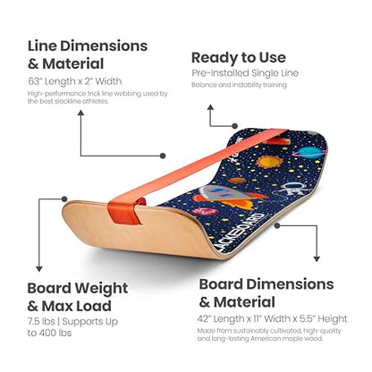 GIBBON SlackBoard, Balance Board Kids & Adults, Slackline Balance Trainer - color: Astro - 1 라인