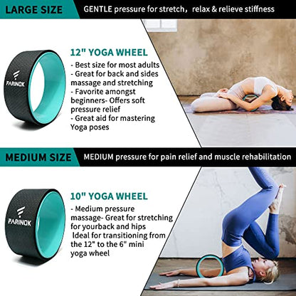 Yoga Wheel Set of 3+1, Upgraded 10MM Thick Back Wheels for Pain Relief | Strongest Back Roller for Deep Tissue Massage, Stretching, Improving Yoga Poses Backbend - style: SET OF 4