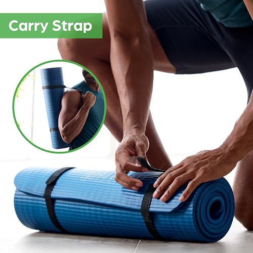 Gaiam Thick Yoga Mat, Exercise & Fitness Mat with Easy-Cinch Carrying Strap - color: Pink, size: 2/5" (10MM)