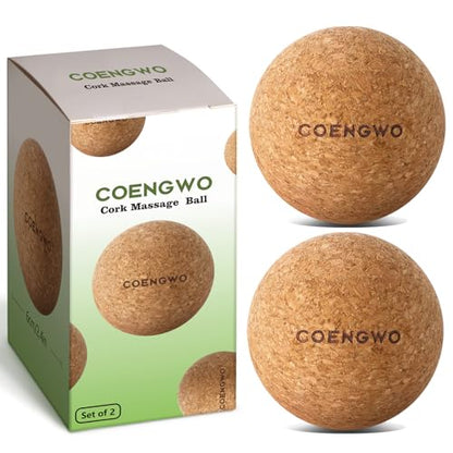 COENGWO Cork Ball Lacrosse Ball, Deep Tissue Muscle Tension Therapy Ball for Trigger Point Therapy, Muscle Soreness, Yoga Therapy, 2.4 Inch - size: 2 balls (2.4'') (No Bag)