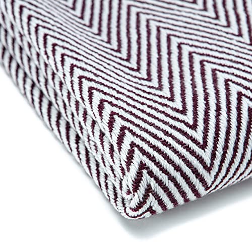 Chanasya Premium Chevron Super Soft Acrylic Throw Blanket with Tassels Cozy Lightweight Fluffy Woven Blanket for Bed Sofa Chair Couch Living Bed Room Deep Red and White Blanket (50x65 Inches) Wine - color: Wine