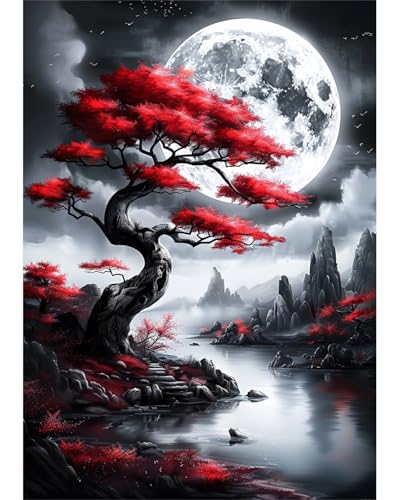 Landscape Diamond Art Kits for Adults, Easy Crafts 5D Diamond Painting Dot Kit for Adult Beginners, Nature Tree DIY Round Dots Full Drill Diamonds Paintings Arts for Home Wall Decor Gifts 12X16 Inch - color: C21