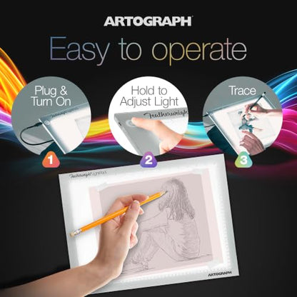 Artograph Featherweight LightPad 9" x 12" Dimmable Thin LED Lightbox Drawing Board for Tracing, Crafting, Tattoo Design, and Drafting