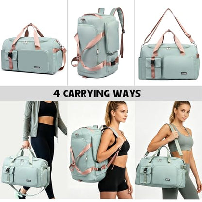 Eslcorri Gym & Travel Duffel Bag Backpack with Shoe & Wet Pocket, LightBlue - color: 42L-Light Blue