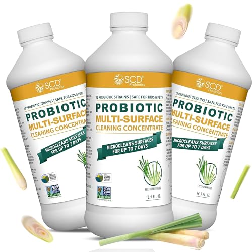 SCD Probiotics Cleaning Concentrate Lemongrass, Probiotic Cleaner – 3 Pack | Kid & Pet Safe, Makes 2 Gallons of Concentrate, Biobased Probiotic Cleaner, Eco-friendly Refill - size: 17 Fl Oz (Pack of 3)