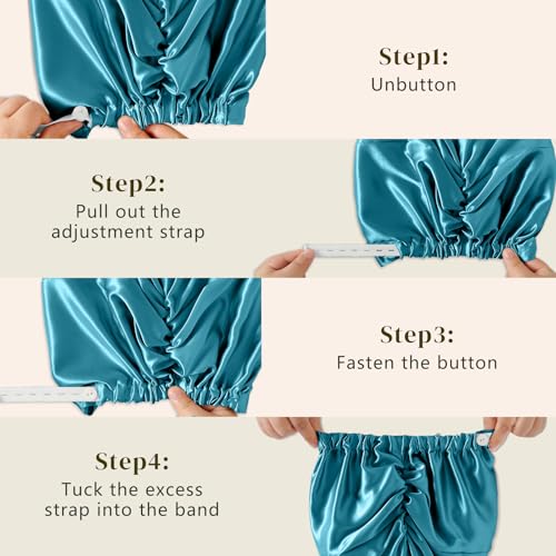 ZIMASILK 22 Momme 100% Mulberry Silk Bonnet for Sleeping Women, Turquoise - color: Turquoise