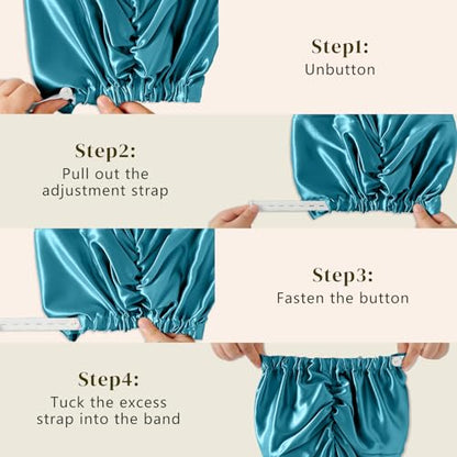 ZIMASILK 22 Momme 100% Mulberry Silk Bonnet for Sleeping Women, Turquoise - color: Turquoise