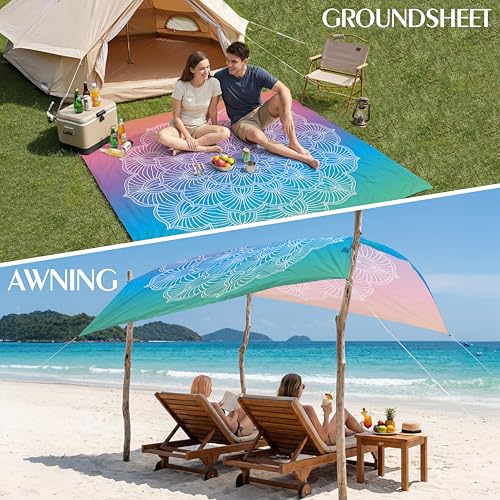 Aroveea Beach Blanket Waterproof Sandproof 78''X81''/10'X9' Oversized Mat - color: Mandala1, size: 78''x81''