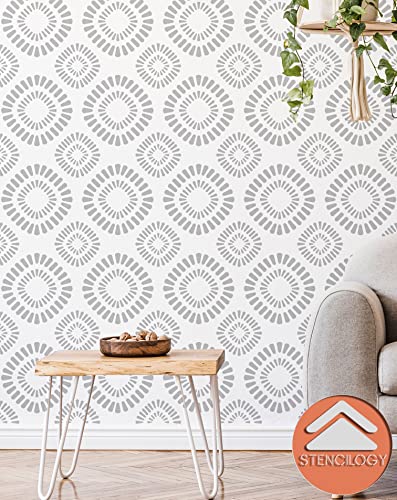 STENCILOGY® / Asi - 24" x 38" XL Wall Stencil, Large Floral Wall Stencil Pattern, Large Allover Wall Stencils for Painting, Stencils for Walls, Flower Leaf Stencils