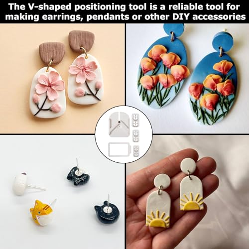 Stud Post Embedding Tool for Polymer Clay Earrings,Polymer Clay Tools,Cutters,Earring Post Embedder Tool for Jewelry, Earrings(Color:White)