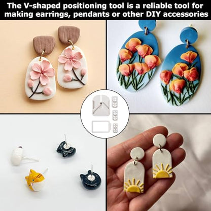 Stud Post Embedding Tool for Polymer Clay Earrings,Polymer Clay Tools,Cutters,Earring Post Embedder Tool for Jewelry, Earrings(Color:White)